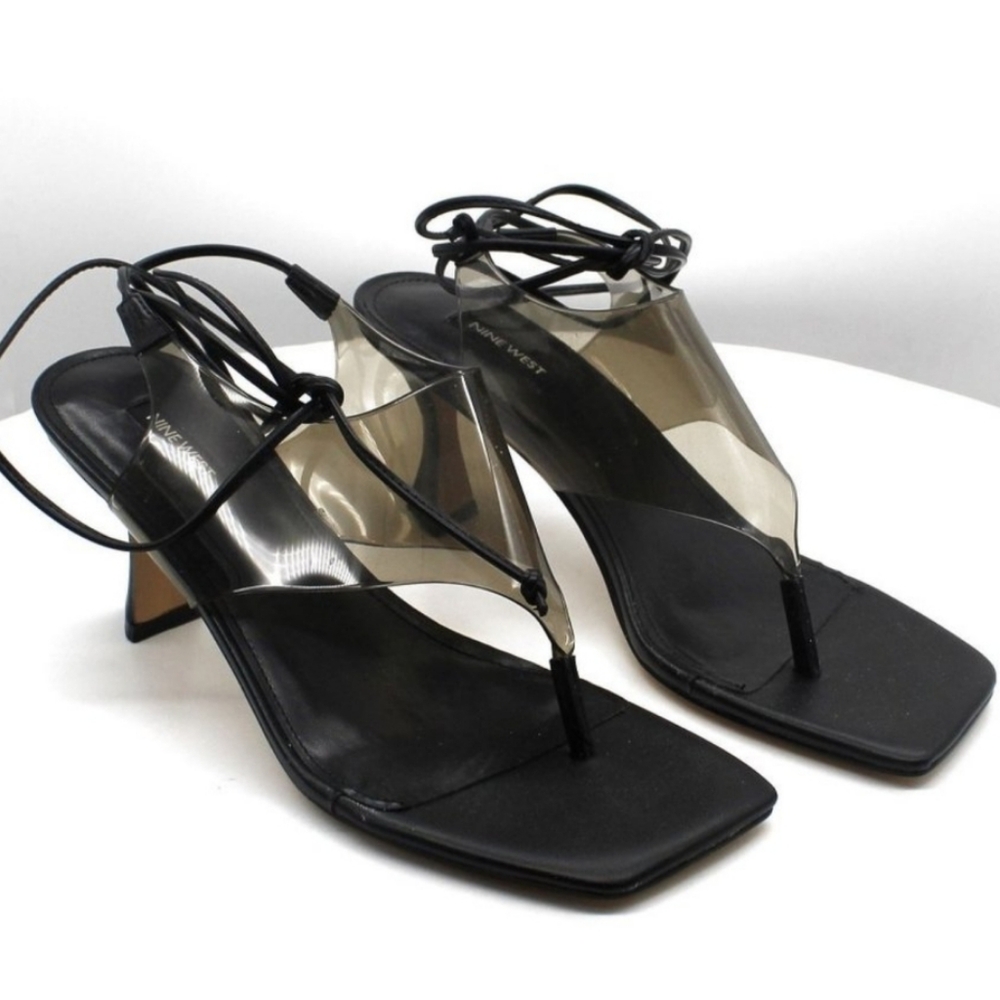 Nine West Popi Ankle Wrap Heeled Sandal, 10, Black